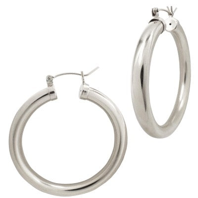 GIA 40 MM SILVER THICK HOOPS