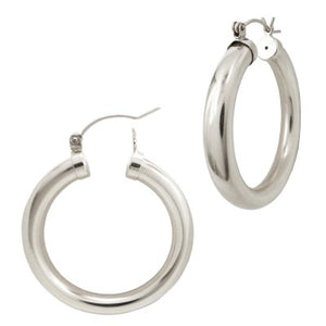 GIA 30 MM SILVER THICK HOOPS